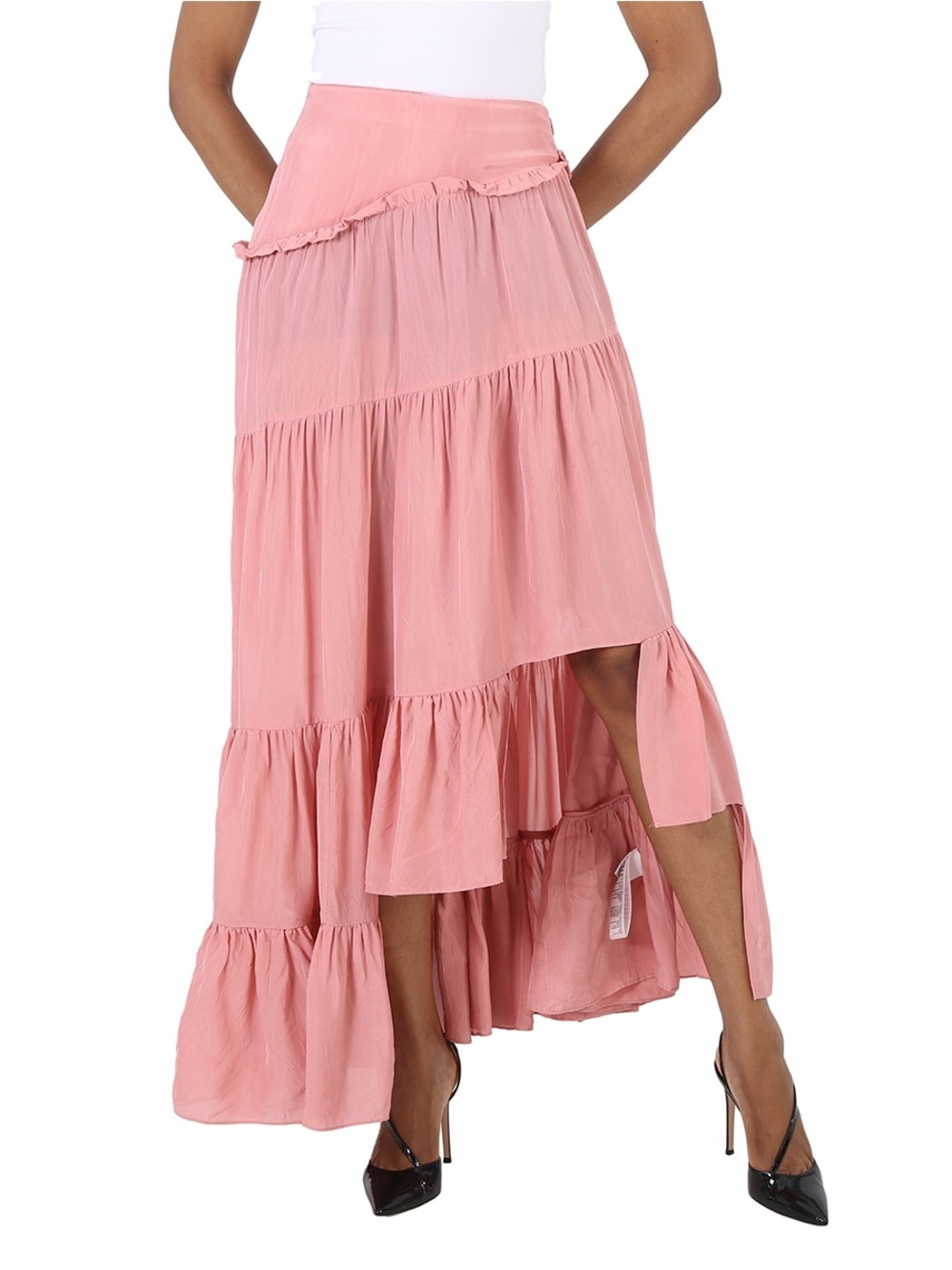 NWT 3.1 Phillip Lim Blush Pink Tiered High-Low Maxi Skirt